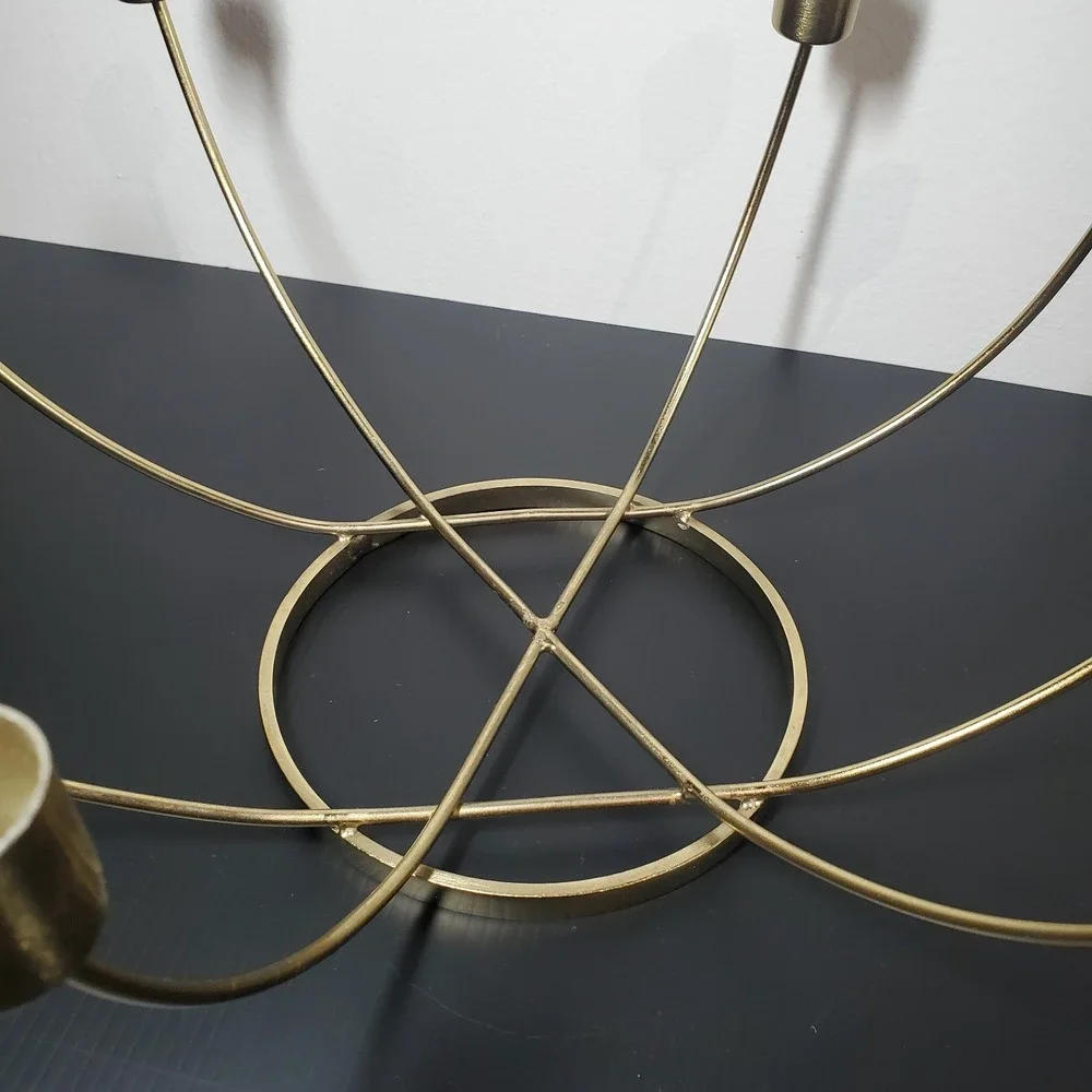 MODERN DESIGN BRASS COLOR 8 CANDLE HOLDER CANDELABRA CIRCLE RING 14